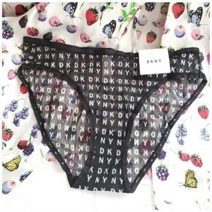 Dkny Mesh Logo Panties Black Medium